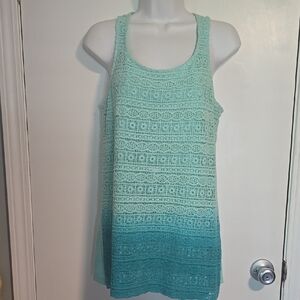 Madison Sleeveless Lace Top in Aqua Ombre Sz M
